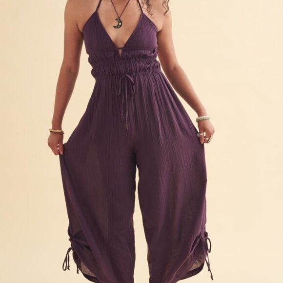 Free People Whatever You Want Strappy Balloon wide leg Jumpsuit NWT Size XS - Picture 1 of 6